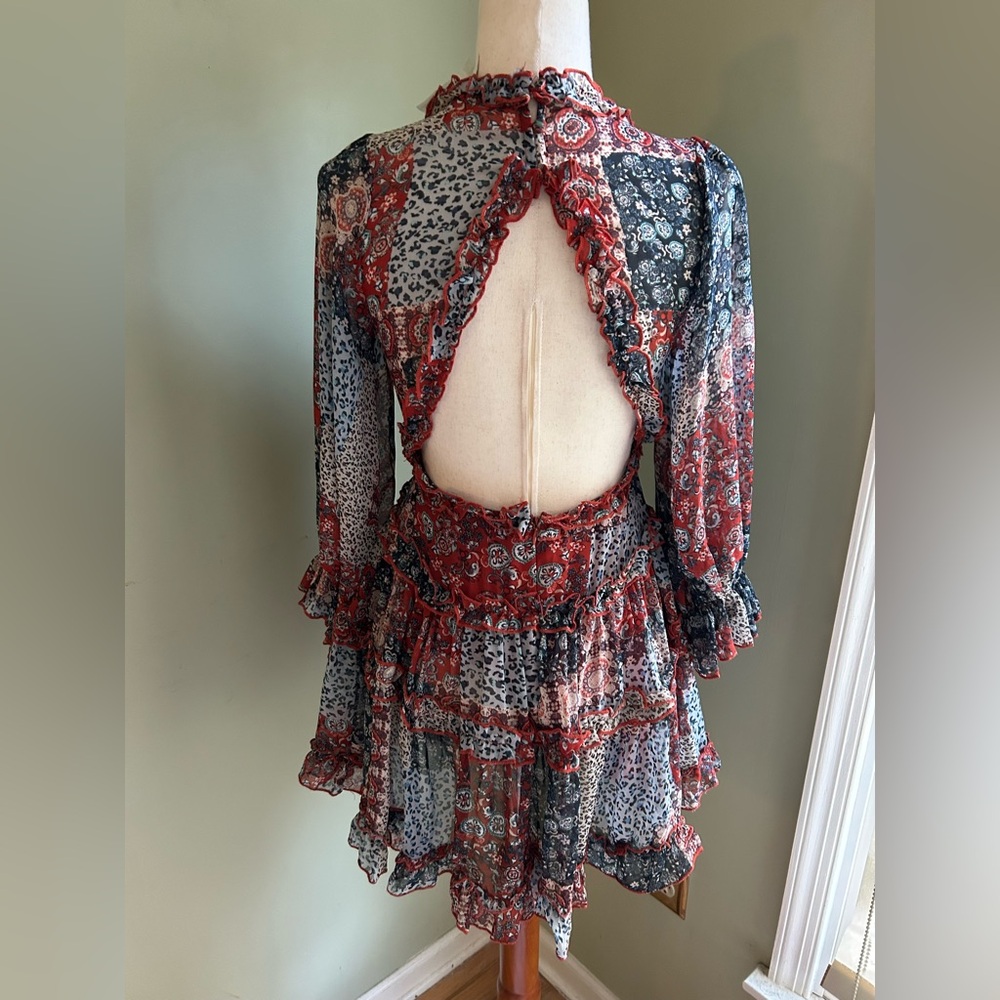 NWT Olivaceous Patchwork Open Back Minidress Smal… - image 2